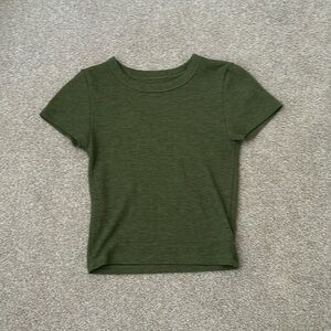 American Eagle army green cropped baby tee.